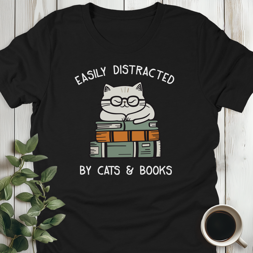 Distracted By Cats & Books T-Shirt