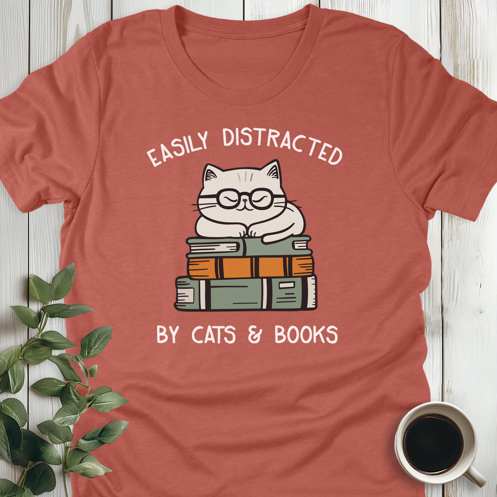 Distracted By Cats & Books T-Shirt