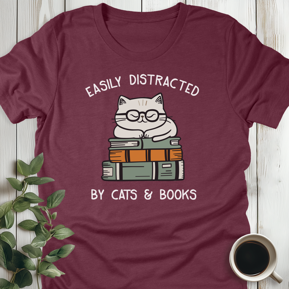 Distracted By Cats & Books T-Shirt