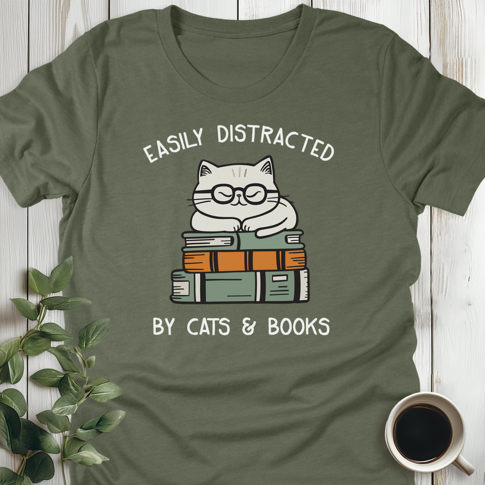 Distracted By Cats & Books T-Shirt